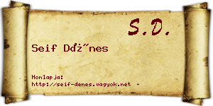 Seif Dénes névjegykártya
